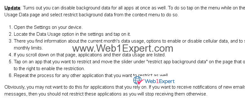 Fix-The application has been restricted to access the internet via mobile network Error
